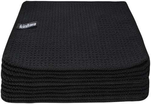 KinHwa Waffle Microfiber Dish Cloths Black Kitchen Towels, Washcloths by KinHwa