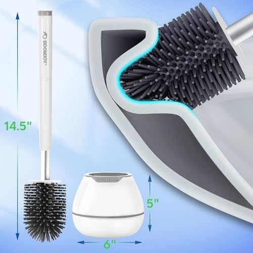 BOOMJOY Toilet Brush and Holder Set, Silicone Toilet Bowl Cleaner Brush - Image 6