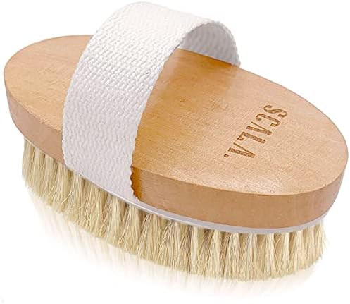 Scala Body Brush Natural Bristle, Dry Brushing Exfoliator by Scala