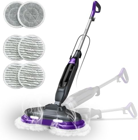 Scrub & Steam Mop with Rotating Mop Pads, 4 Cleaning Modes & LED Headlights by SteamMop