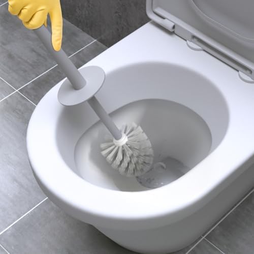 Topsky 2 Pack Compact Toilet Brush & Holder Set, Plastic Round Barrel Loo Brush - Image 7