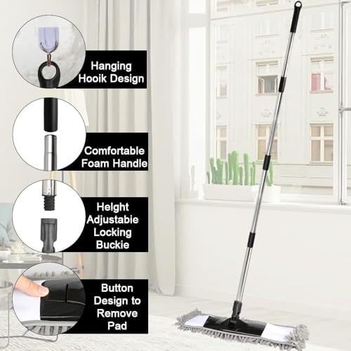 Gray Dust Mop with 2 Washable Pads - Image 2