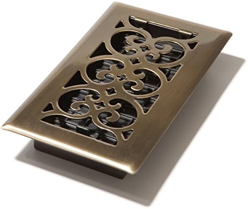Decor Grates SPH408-A Scroll Design Floor Register, 4x8 Inches, Antique Brass by DecorGrates