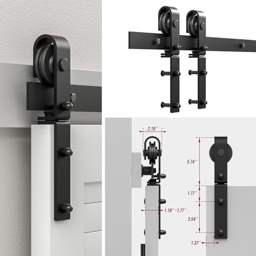 30" Bi-Folding Sliding Barn Door Hardware Track Kit, Smoothly&Quietly, Side - Image 3