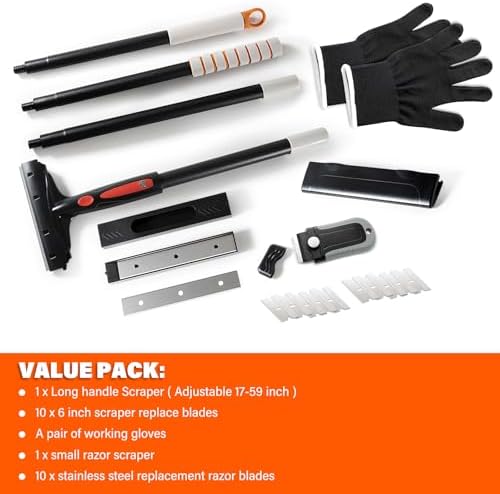 Gomake Extendable Floor Scraper Heavy Duty 6" Wide Razor Blade Scraper Tool - Image 3