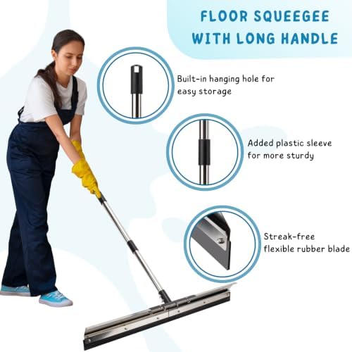 Floor Squeegee for Concrete Water Removal, 55.5’’ Long Handle Commercial - Image 2