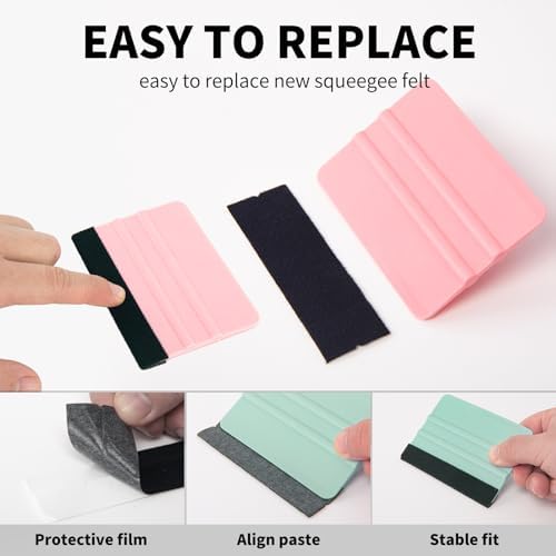 AMZDEPOT 2 Pcs Felt Edge Squeegee 4 Inch Teal and Pink - Image 4