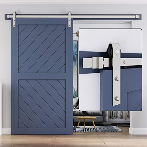 EaseLife 9 FT Brushed Nickel Sliding Barn Door Hardware Track Kit, Basic J by EaseLife