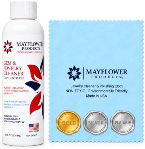 Ultrasonic Jewelry Cleaner Solution and Polish Cloth by MayflowerProducts