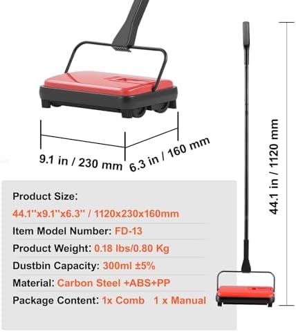 VEVOR Carpet Sweeper Manual, Floor Sweeper - Image 7