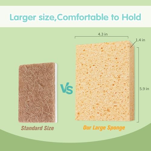 Extra Large Cellulose Kitchen sponges, 5.9" x 4.3" x 1.4" - Image 3