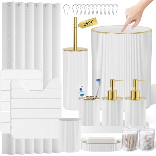 White and Gold Bathroom Accessories Set by LetUsMakeHomeYourFavoriteDestination