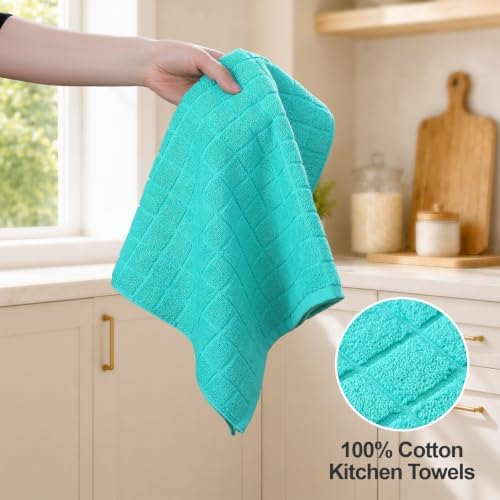 Kitinjoy Premium Cotton Check Kitchen Towels 6 Pack - Image 3