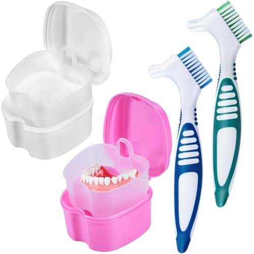 KISEER 2 Pack Denture Bath Case Cup Box Holder Storage Container by KISEER