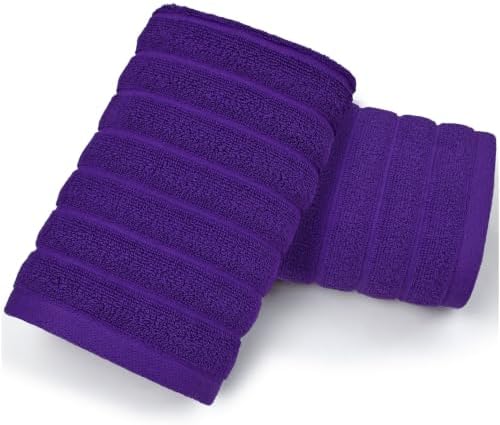 Jacquotha Purple Ribbed Hand Towels Set of 2, Cotton Hand Towel 13" x 29" by Jacquotha