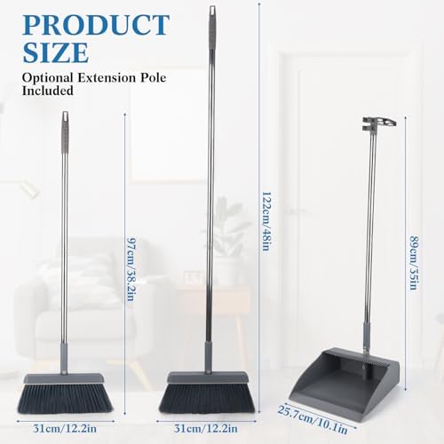 Nosiny 6 Broom with Dustpan Combo Set with 48 Inches Long Handle - Image 2