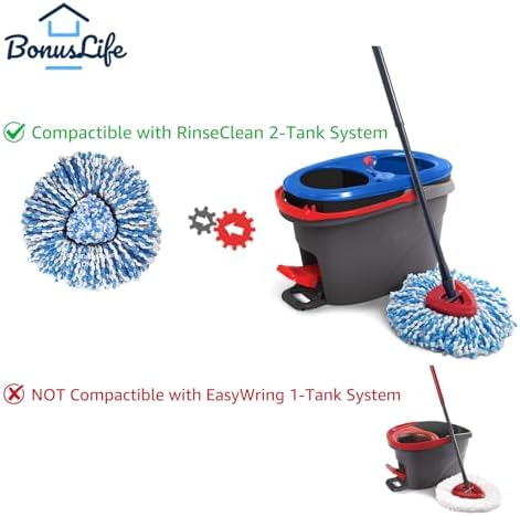 BonusLife 3-Pack Mop Head for O-Ceda RinseClean Spin Mop Refill 2-Tank System - Image 2