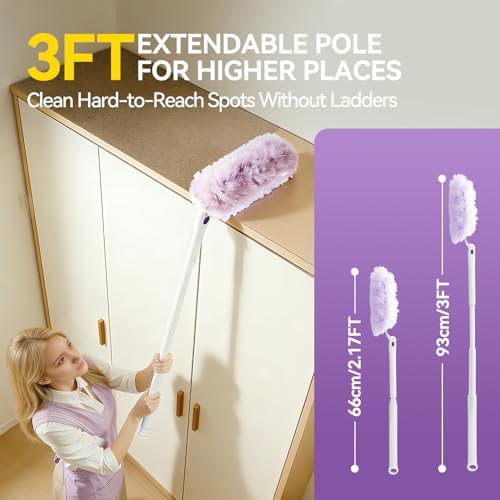 Long Handle Duster, 3 ft Extendable Pole, 30 Disposable Refills - Image 4