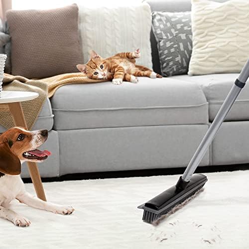 Rubber Broom with Squeegee Fur and Long Handle, Carpet Rake and Lint Brush Set - Image 5
