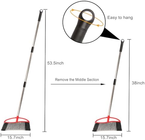 15.7" Heavy Duty Outdoor Broom, Adjustable Handle - Image 2