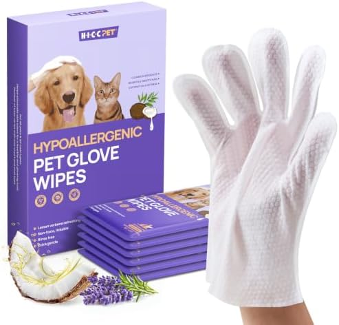 HICC PET Dog Wipes for Dogs & Cats, Individual Glove Packs by HICCPET