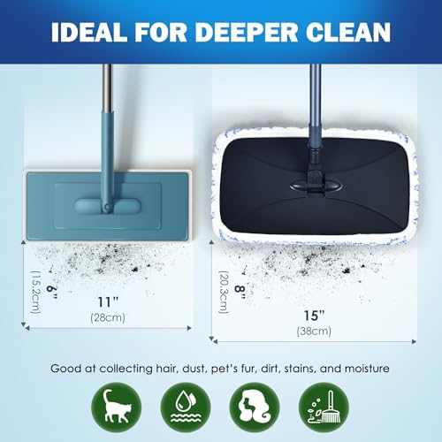Large Surface Flat Mop, 15x8 Inches, Reusable & Washable, Compatible - Image 3