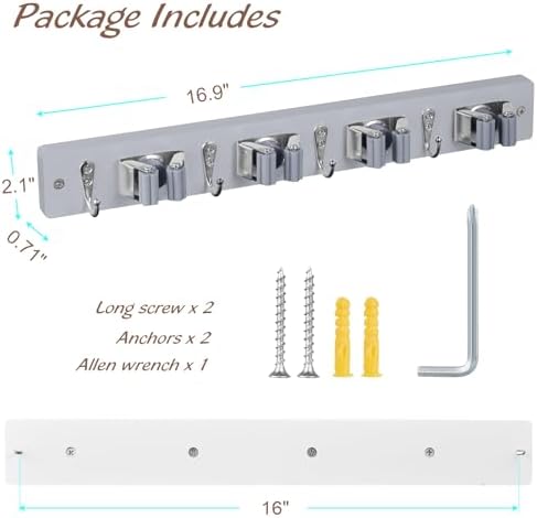 OUTNILI Gray Mop Broom Holder Wall Mount - Image 6