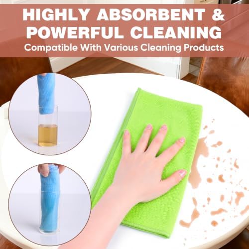 TEAWOO 10 PCS Neon Green Microfiber Cleaning Cloths - Image 3