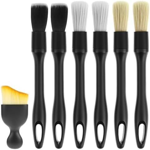 QWORK Car Detailing Brush Set for Interior & Exterior Cleaning, Wheels & Emblems by QWORK