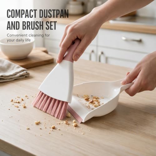 GeeRic Mini Dustpan and Brush Set, Dust Pan Broom Pink - Image 3