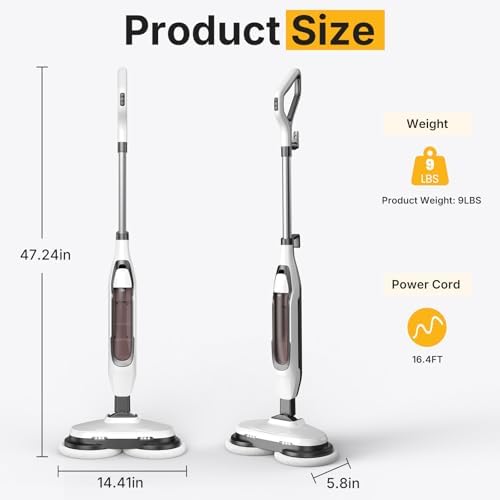 NEWBULIG Scrubbing Steam Mop, Spin Steam Mops - Image 2