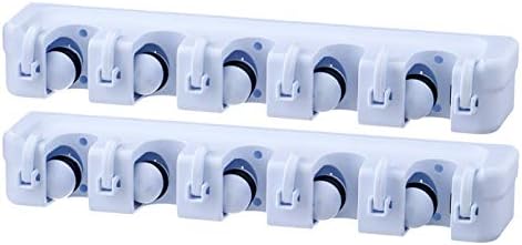 Superio Mop and Broom Holder Wall Mount White Cleaning Tools Wall Organizer by Superio