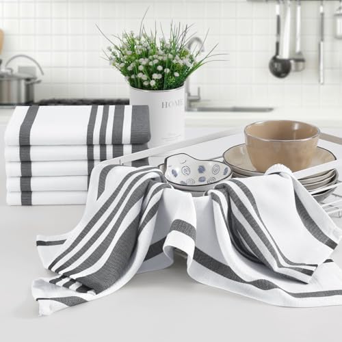 Homaxy Premium Cotton Stripe Kitchen Towels 12 Pack - Image 5