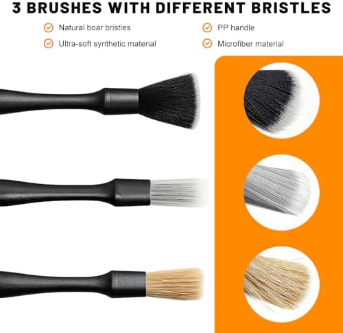 5PCS Car Detailing Brush Kit, Auto Cleaning Kit Includes 2 Vent Cleaners & 3 - Image 3