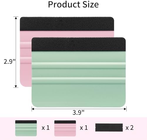 AMZDEPOT 2 Pcs Felt Edge Squeegee 4 Inch Teal and Pink - Image 2