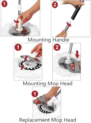 Mop Bucket with Wringer On Wheels, 360°Spin Mop and Bucket, with Stainless - Image 4