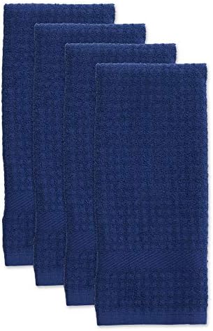 DII Basic Terry Collection Waffle Dishtowel Set, Solid Nautical Blue, 4 Piece - Image 2