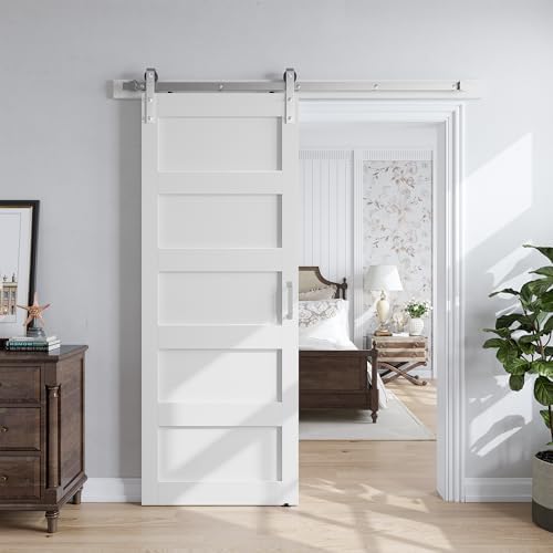 SMARTSTANDARD 30x84 inch White Barn Door by SMARTSTANDARD