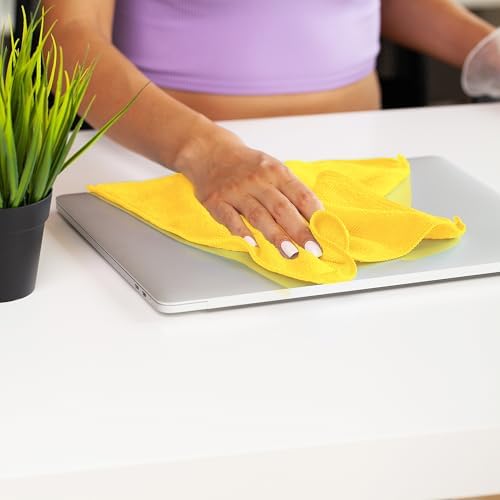 Yellow Microfiber Towels Size 16" x 16" Large, Highly Absorbent Cleaning Rags - Image 3