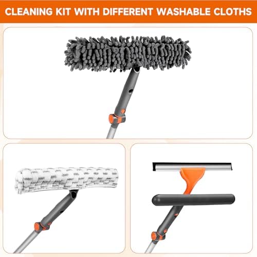 LEVELEVE 62" Extension Pole Window Squeegee Cleaning Kit, 2-in-1 Professional - Image 2