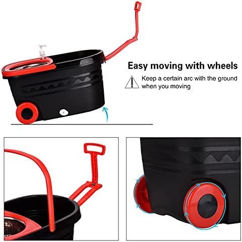 Mop Bucket Set, 360 Spin Stainless Steel Spin Mop Bucket System - Image 6