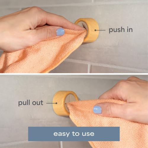 S&T INC. Adhesive Push Towel Hooks, 4 Pack - Image 3