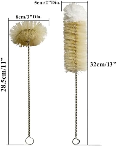 Bottle Brushes Thin Long Handle X 2, Natural Boar Bristle Set - Image 2