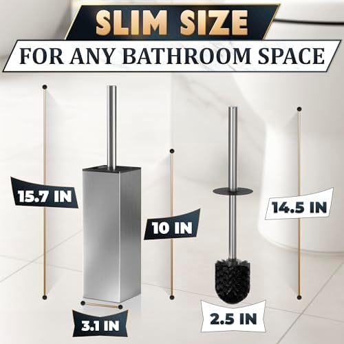 Stainless Steel Toilet Brush and Holder Set, Square Shape - Image 2