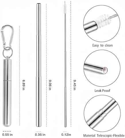 Collapsible Stainless Steel Drinking Straws - Image 2