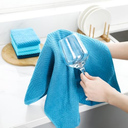 Premium Cotton Kitchen Towels Set, 4 Pack Super Absorbent Kitchen Hand Towels - Image 3