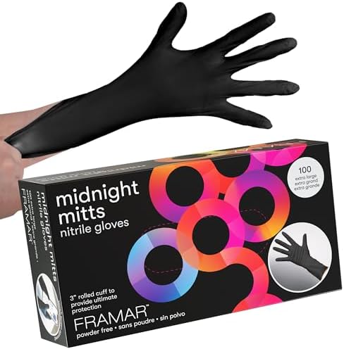 FRAMAR Black Nitrile Gloves Disposable Latex Free, by FRAMAR