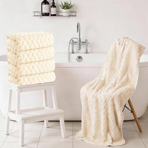 4 Pack Microfiber Bath Towels Large, Super Absorbent, Quick Dry, Plush and - Image 2