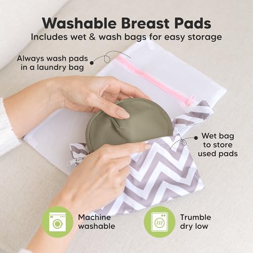 Organic Nursing Pads, 14 Washable Breast Pads, Wash Bag - Image 4