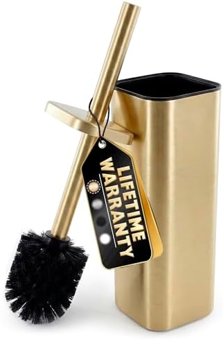 Gold Toilet Brush and Holder Set, Detachable Long Handle by Novsix